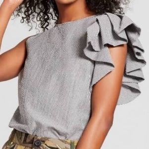 Who What Wear One Shoulder Ruffle Sleeveless Blouse